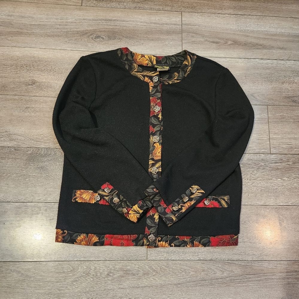 Stuart Alan Made in USA Floral Trim Cardigan 12